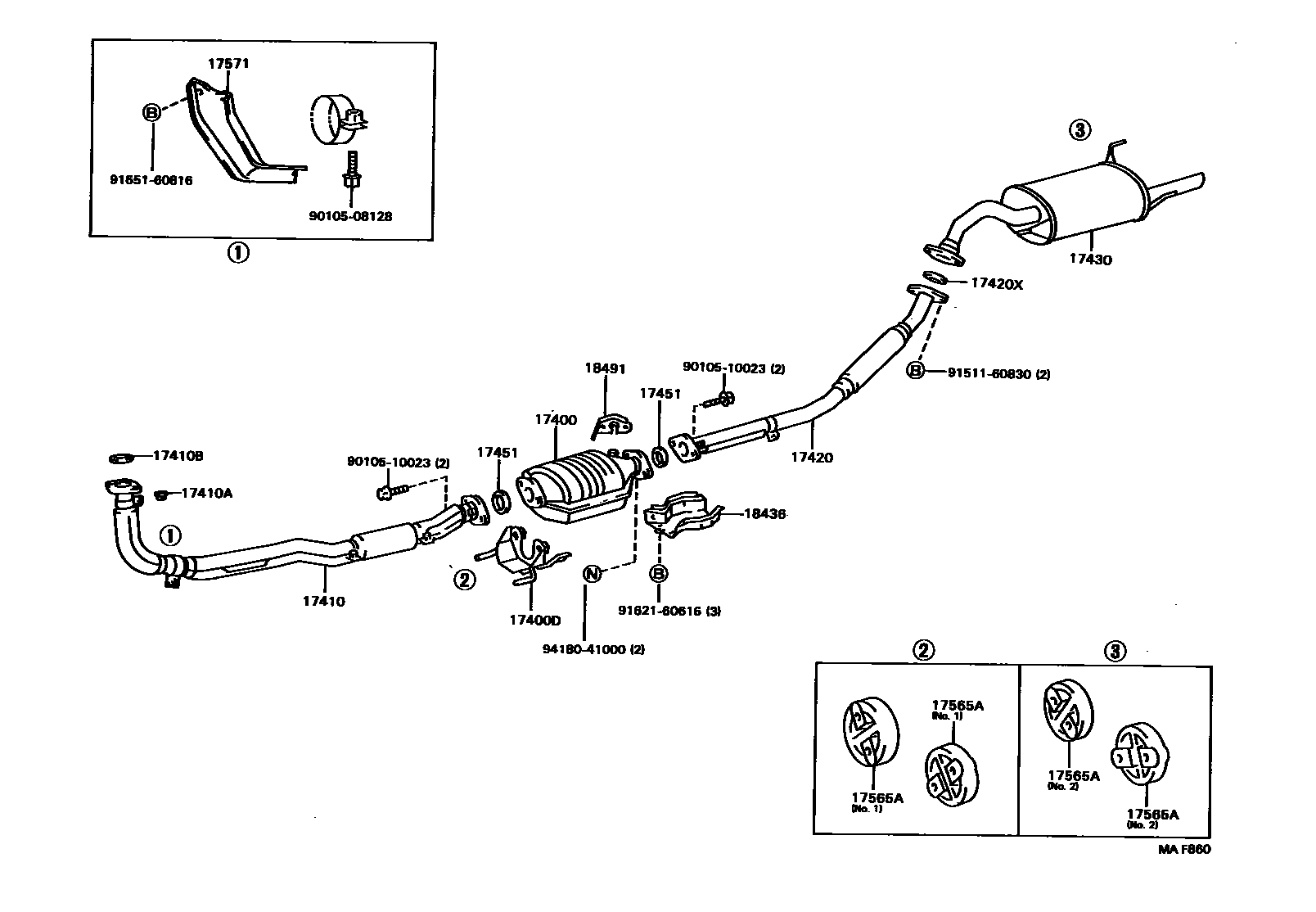 Toyota COROLLA Exhaust Pipe EPC diagram — MAF860