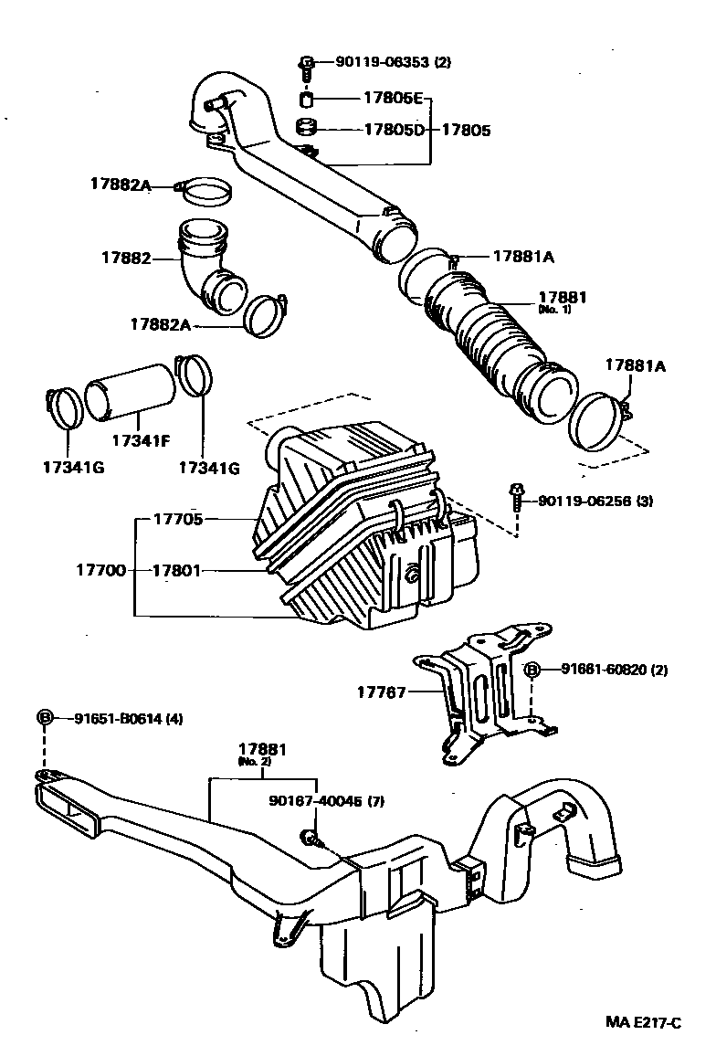 Toyota COROLLA Air Cleaner EPC diagram — MAE217C