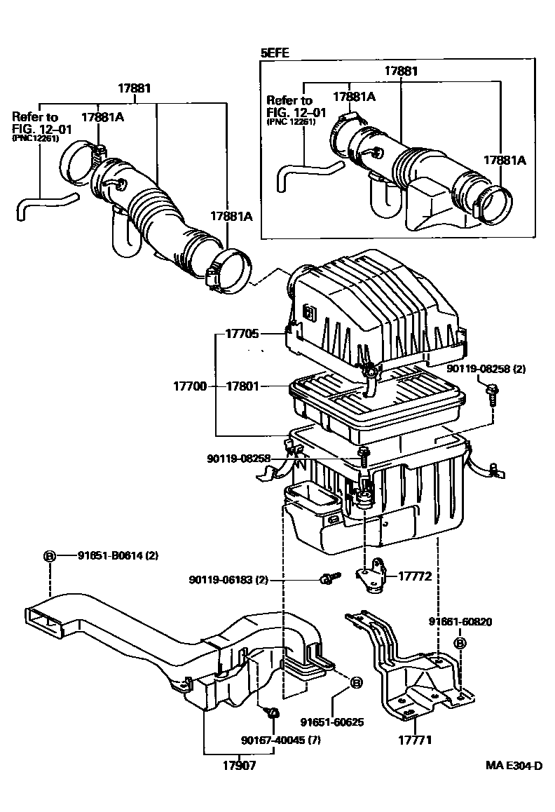 Toyota COROLLA Air Cleaner EPC diagram — MAE304D
