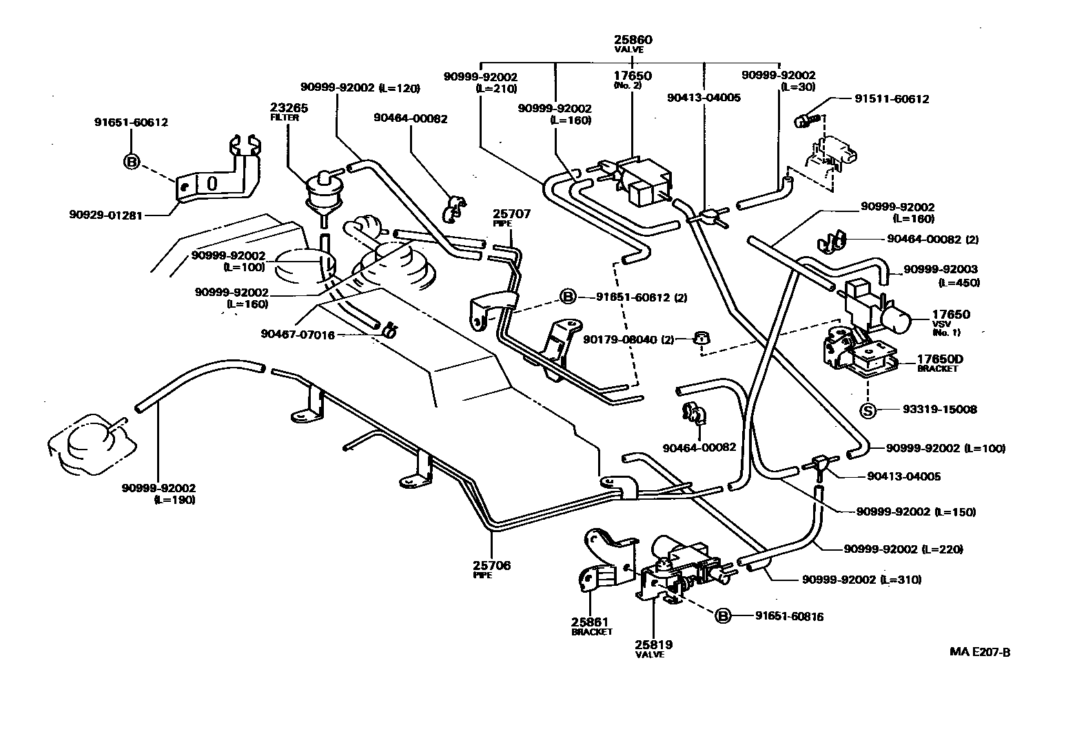 Toyota COROLLA vacuum tube EPC diagram — MAE207B