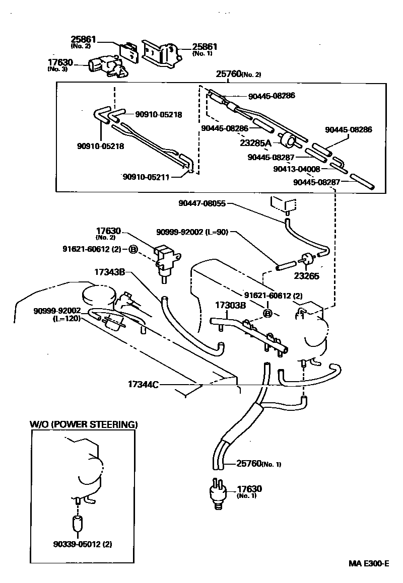 Toyota COROLLA vacuum tube EPC diagram — MAE300E