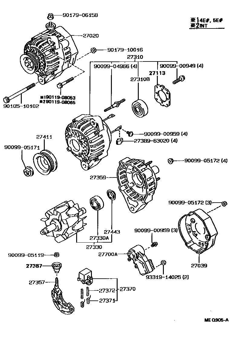Toyota COROLLA Alternator EPC diagram — MEQ905A