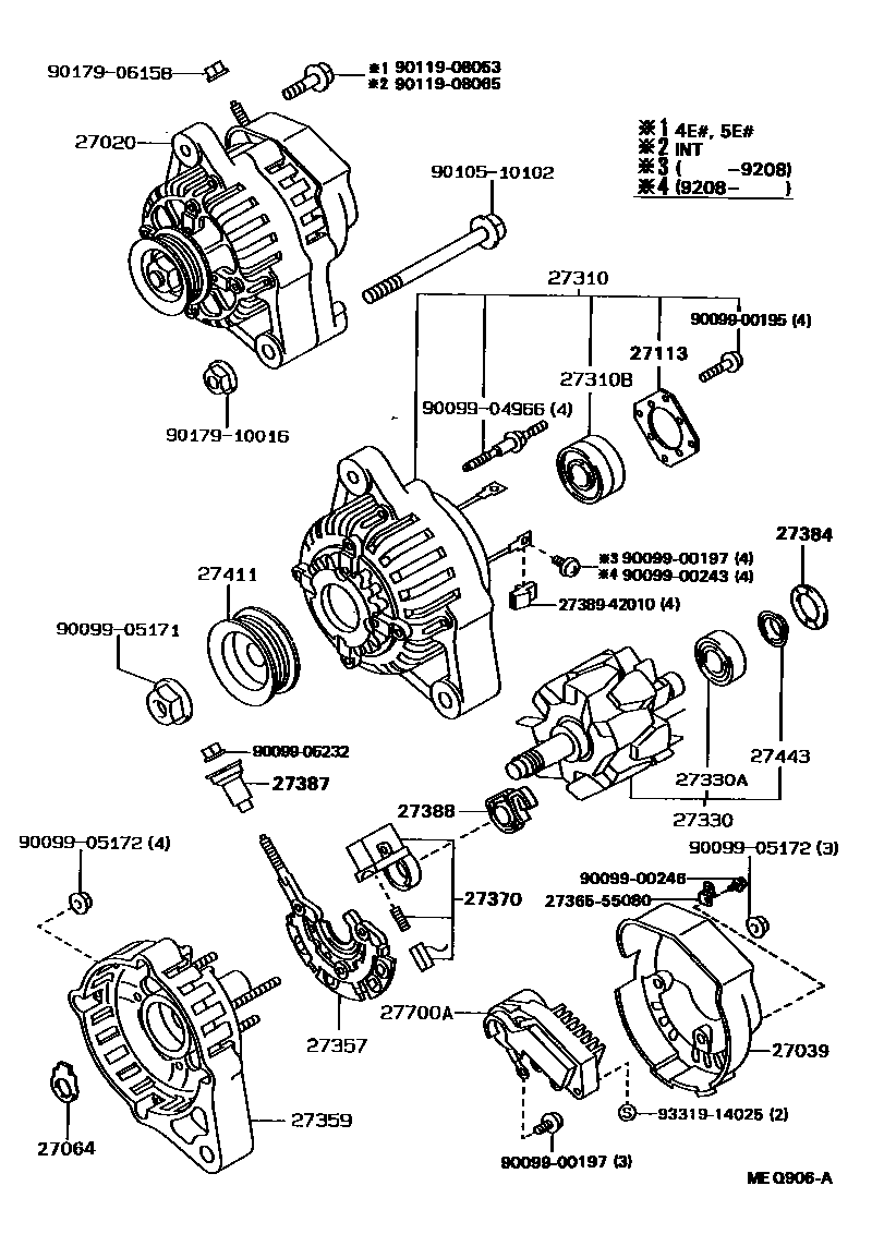 Toyota COROLLA Alternator EPC diagram — MEQ906A