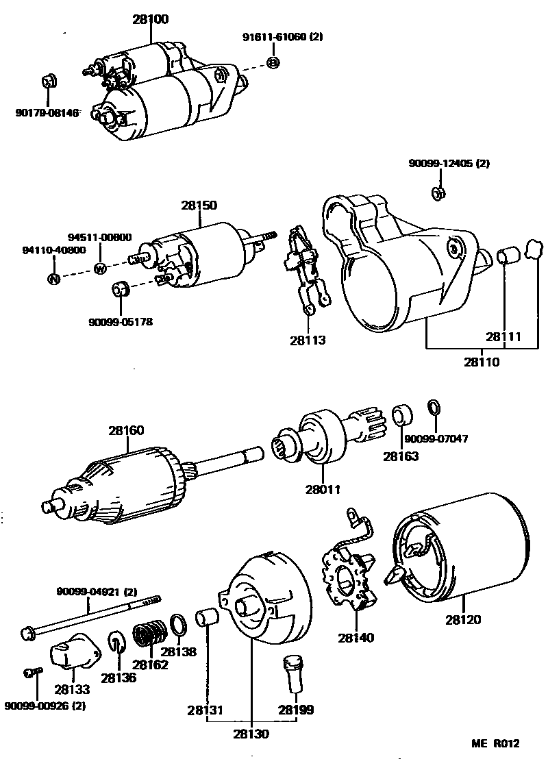 Toyota COROLLA 起动机 EPC diagram — MER012