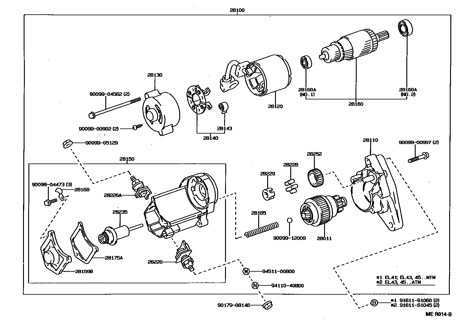 Toyota COROLLA 起动机 EPC diagram — MER014B