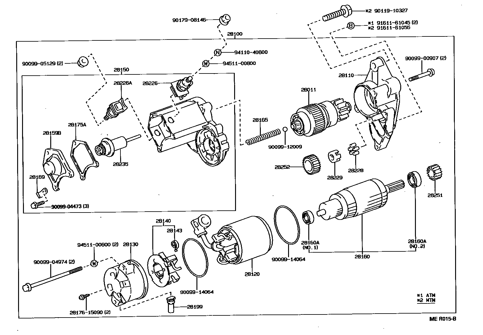 Toyota COROLLA 起动机 EPC diagram — MER015B