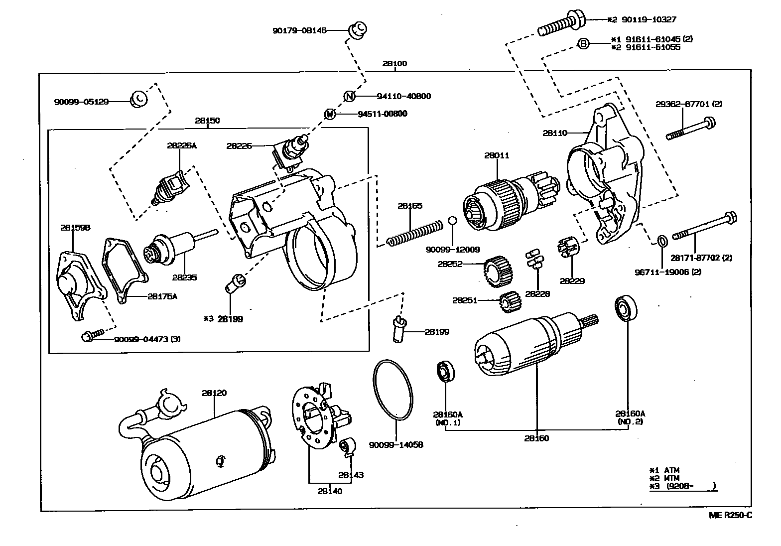 Toyota COROLLA 起动机 EPC diagram — MER250C