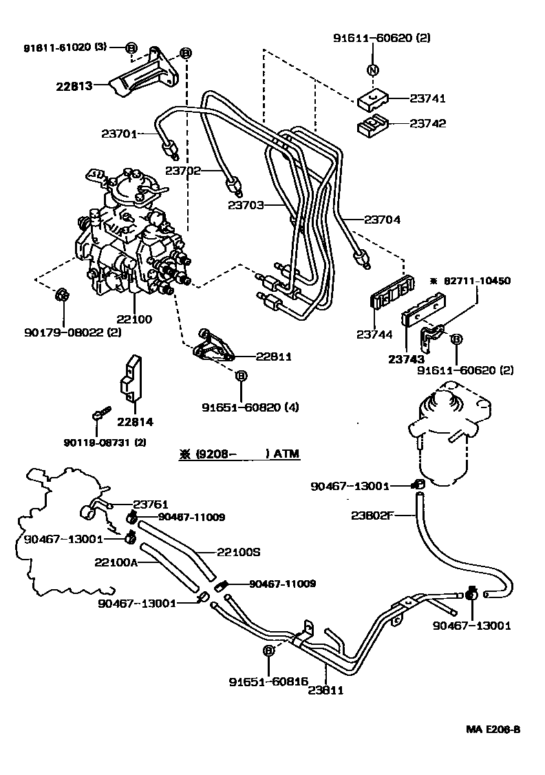 Toyota COROLLA 喷油泵总成 EPC diagram — MAE206B