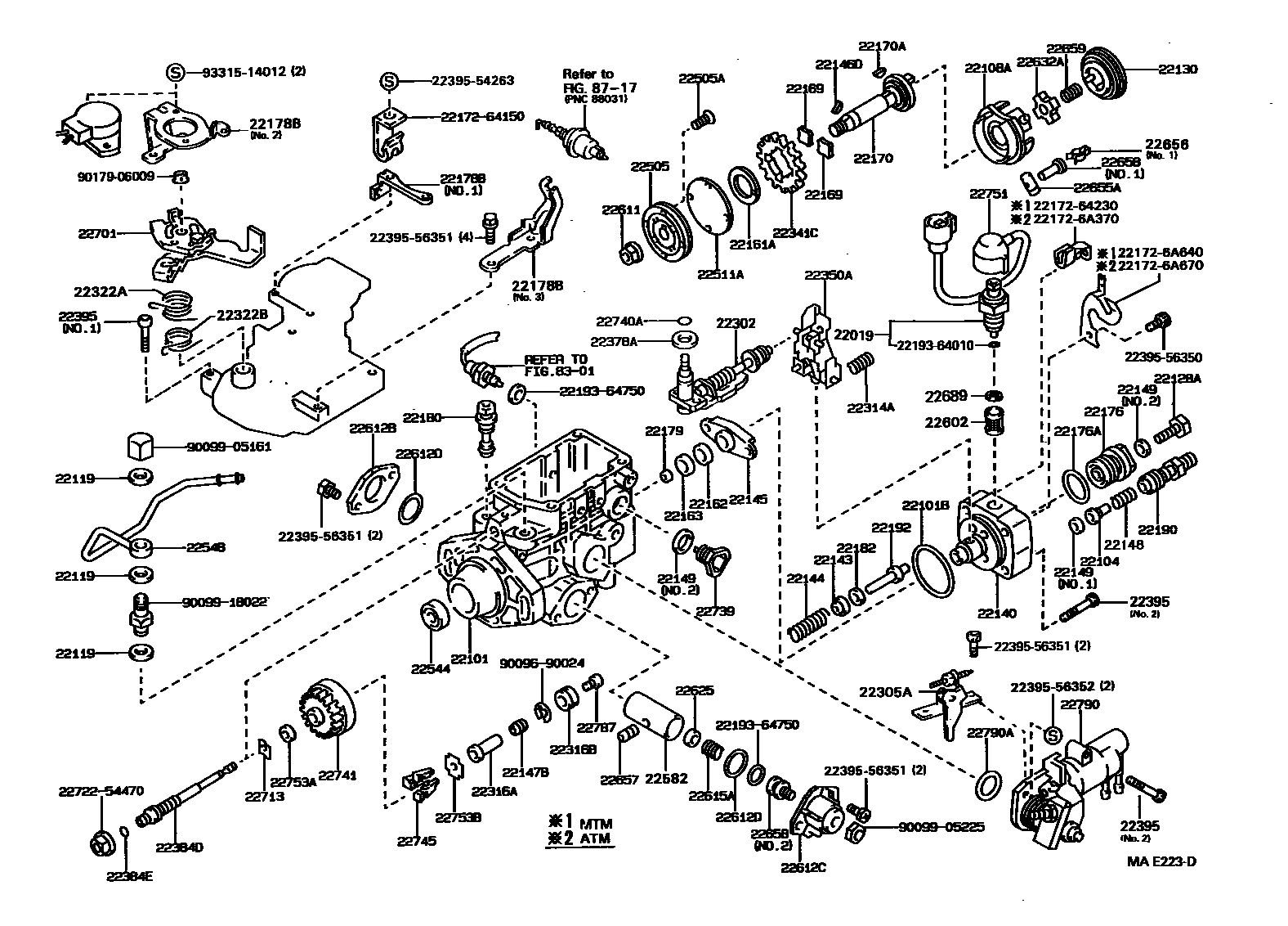 Toyota COROLLA 喷油泵体 EPC diagram — MAE223D