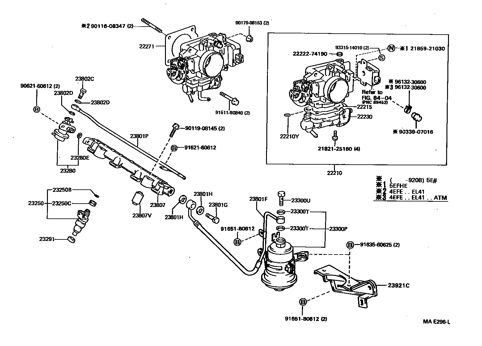 Toyota COROLLA 燃油喷射系统 EPC diagram — MAE296L
