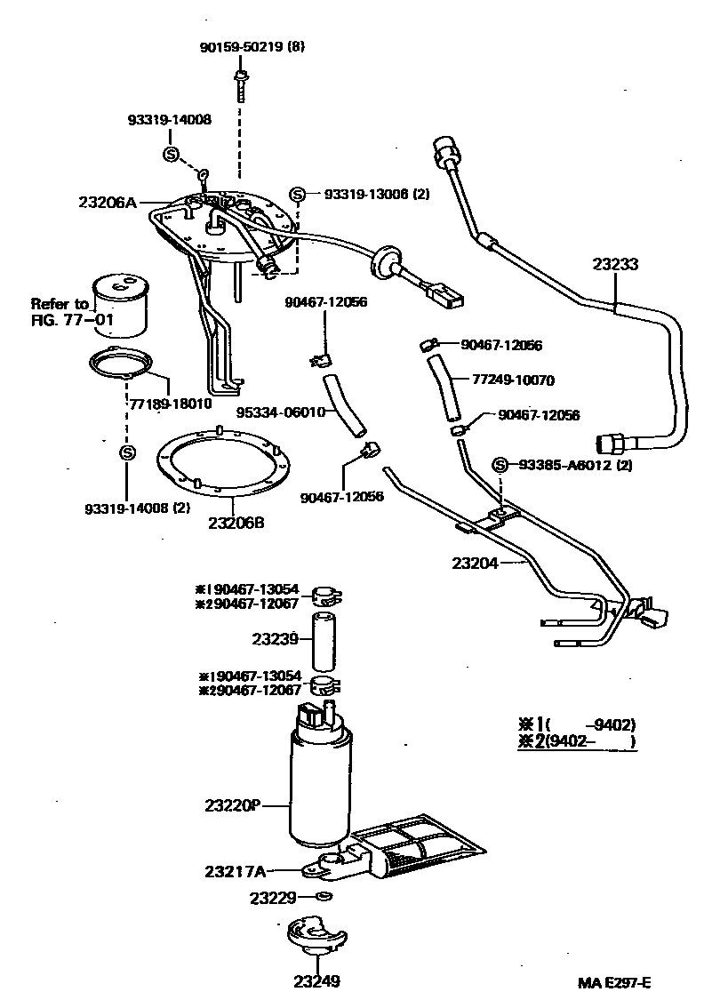 Toyota COROLLA 燃油喷射系统 EPC diagram — MAE297E