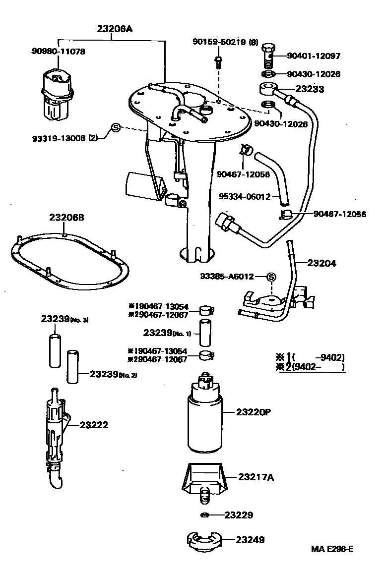 Toyota COROLLA 燃油喷射系统 EPC diagram — MAE298E