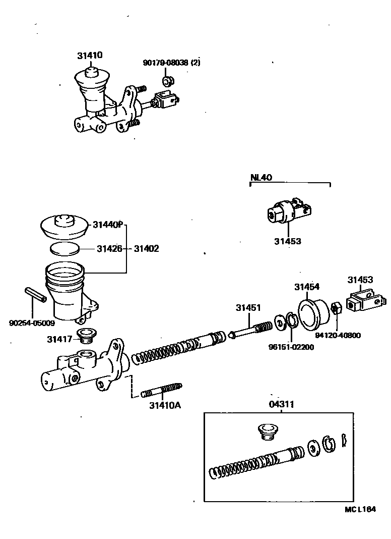 Toyota COROLLA 离合器总泵 EPC diagram — MCL164
