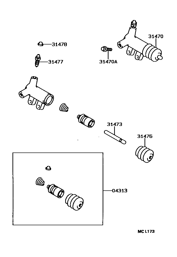Toyota COROLLA 离合器分离缸 EPC diagram — MCL173