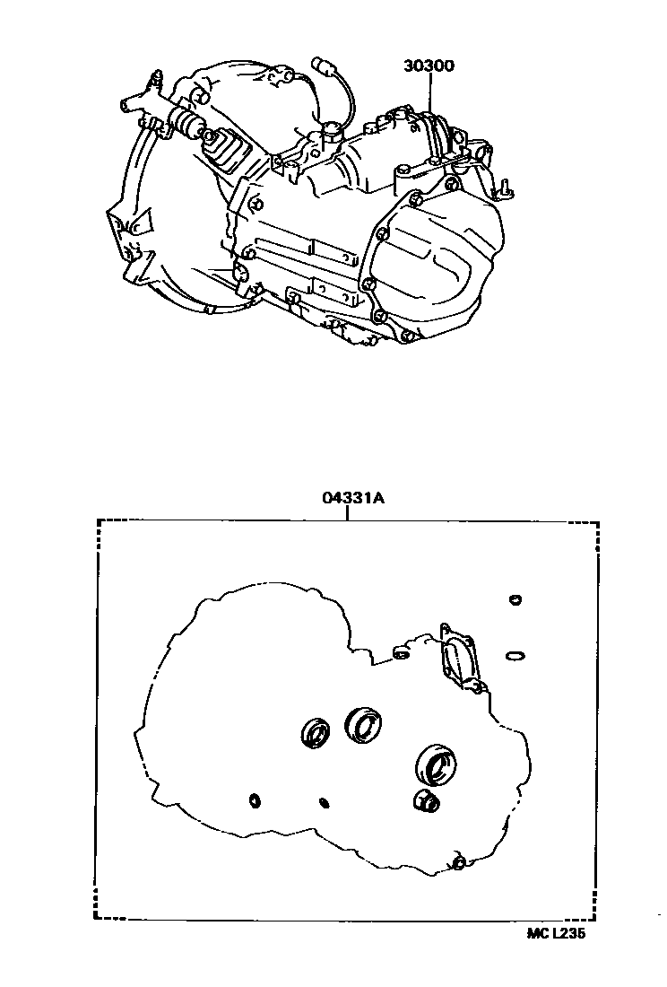 Toyota COROLLA 传动桥或变速器总成和衬垫组件(MTM) EPC diagram — MCL235