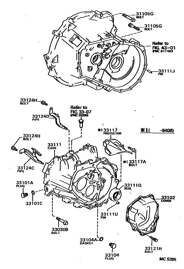 Toyota COROLLA 离合器壳和变速器壳(MTM) EPC diagram — MCS295