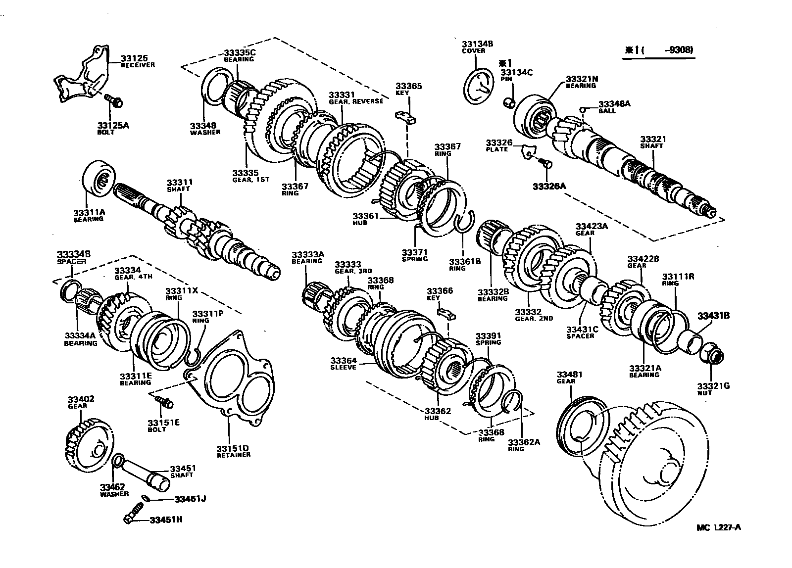 Toyota COROLLA 变速器齿轮(MTM) EPC diagram — MCL227A