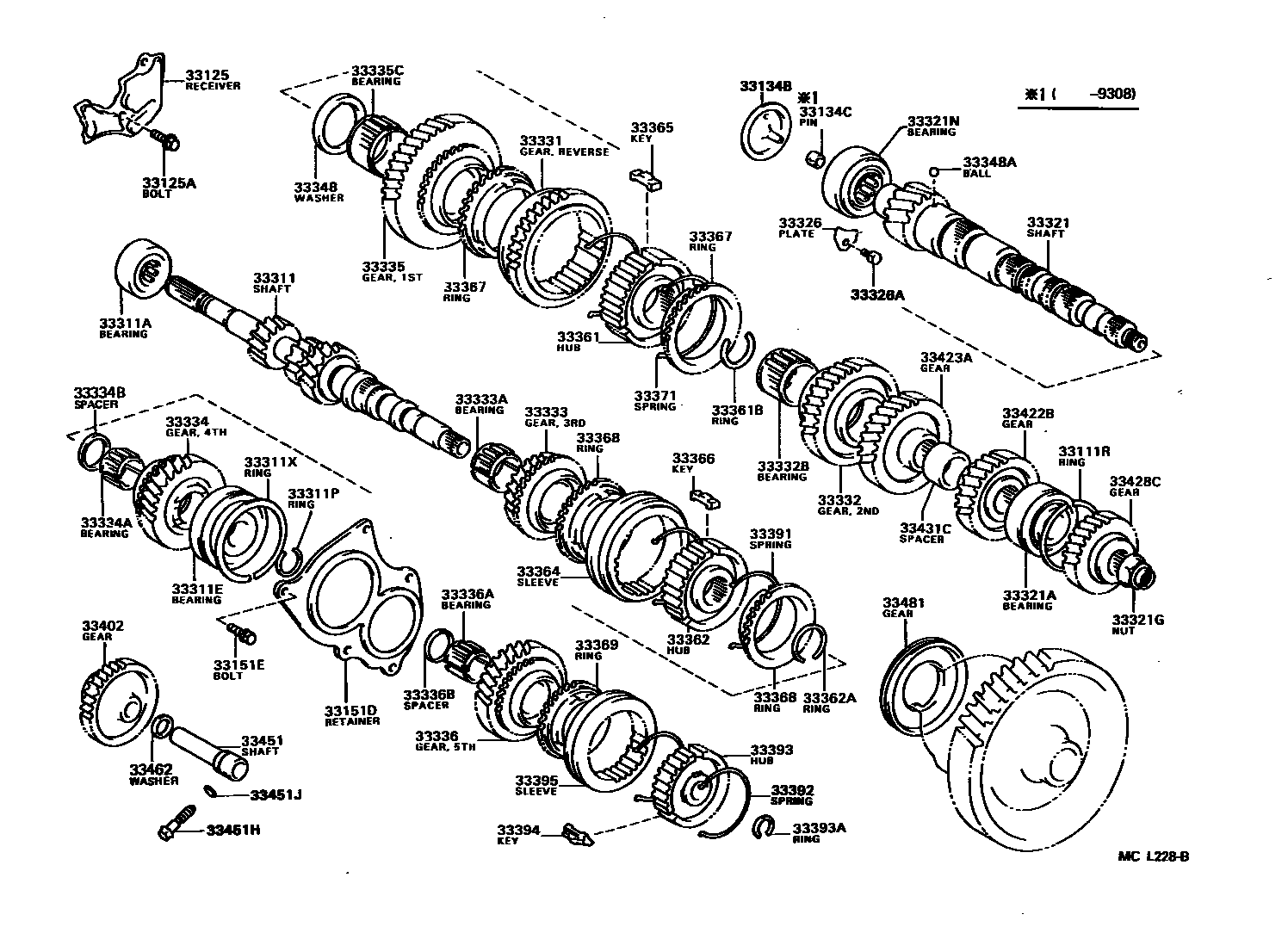 Toyota COROLLA 变速器齿轮(MTM) EPC diagram — MCL228B
