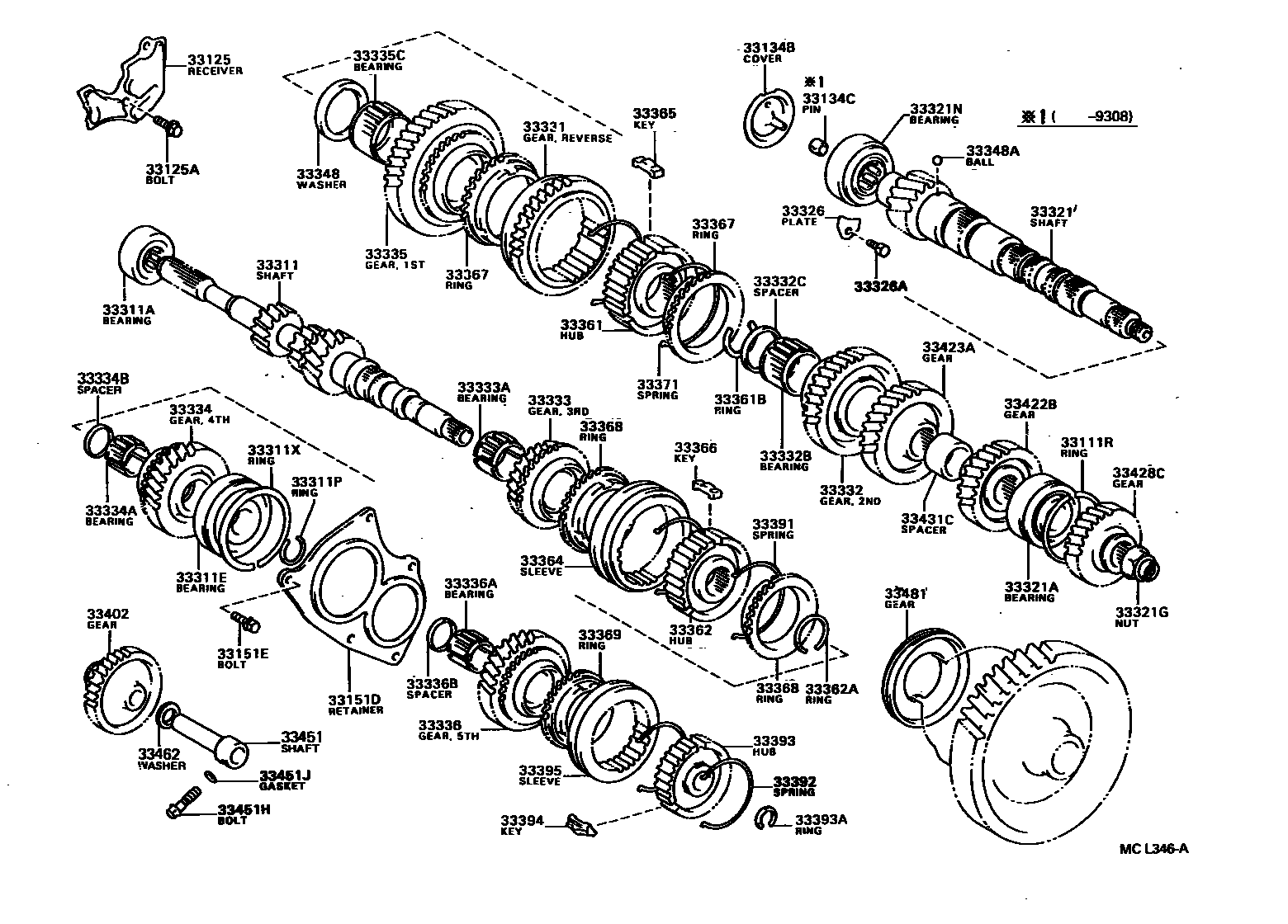Toyota COROLLA 变速器齿轮(MTM) EPC diagram — MCL346A
