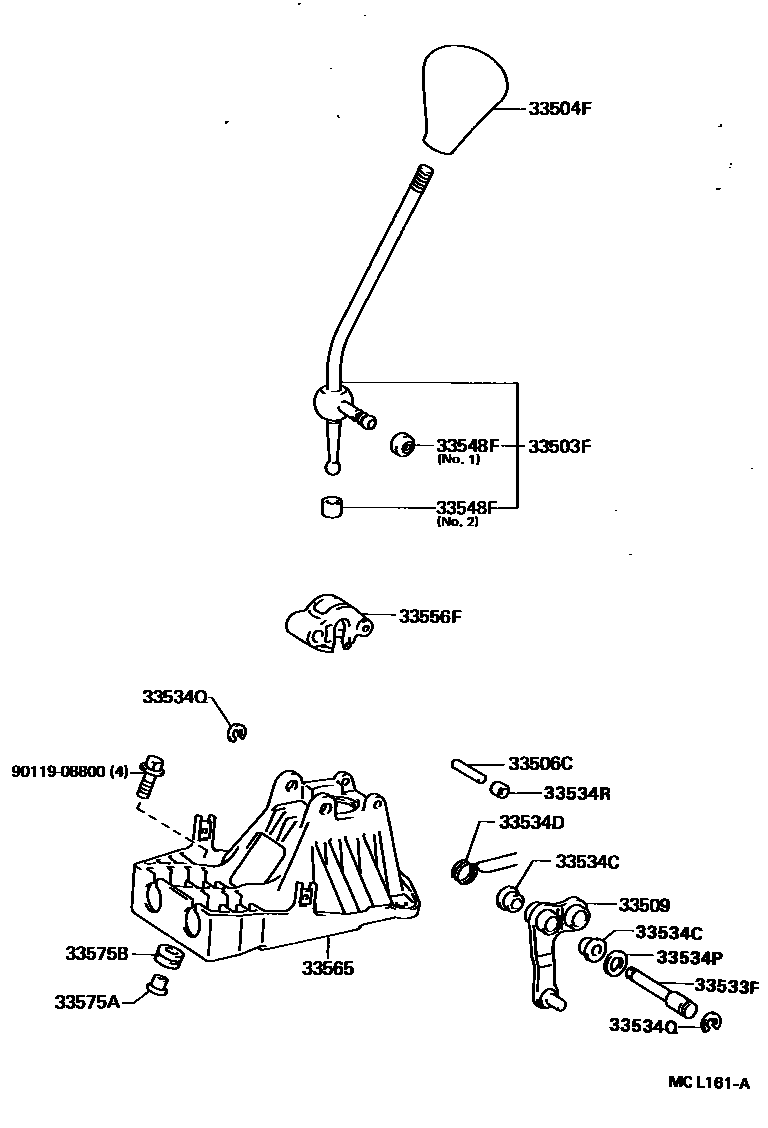 Toyota COROLLA Shift Lever & Retainer EPC diagram — MCL161A