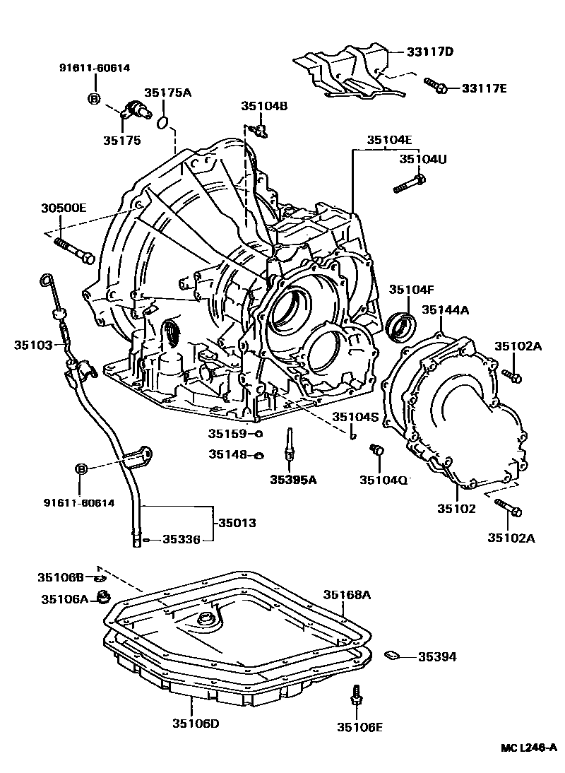 Toyota COROLLA 变速器壳和油底壳(ATM) EPC diagram — MCL246A