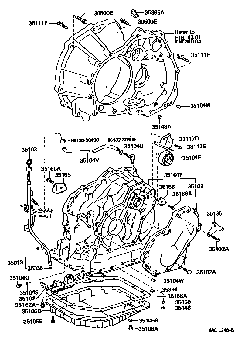 Toyota COROLLA 变速器壳和油底壳(ATM) EPC diagram — MCL248B