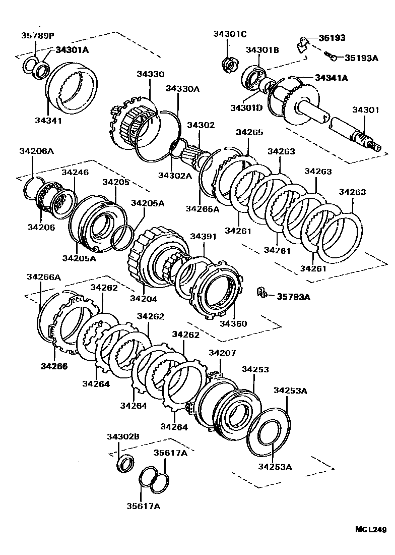 Toyota COROLLA 超速档齿轮(ATM) EPC diagram — MCL249