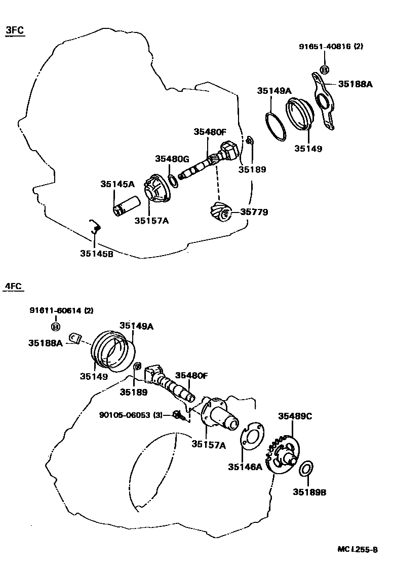 Toyota COROLLA 后油泵和调速器(ATM) EPC diagram — MCL255B