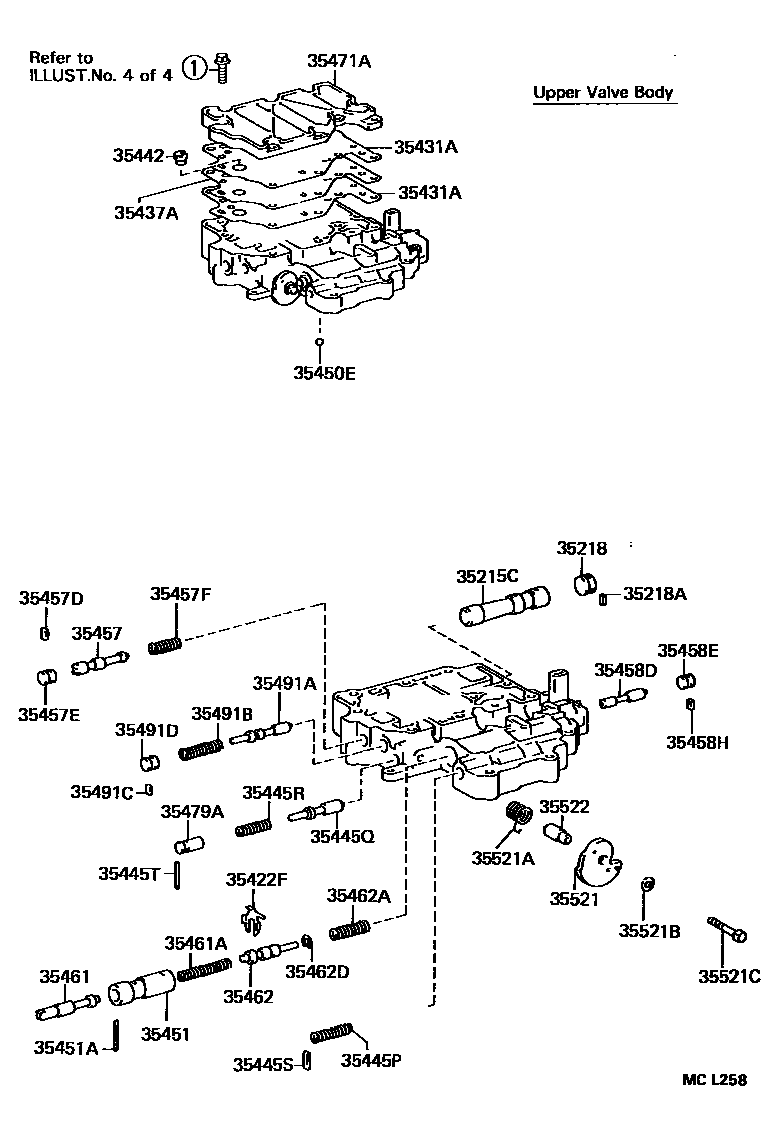 Toyota COROLLA 阀体和滤油网(ATM) EPC diagram — MCL258