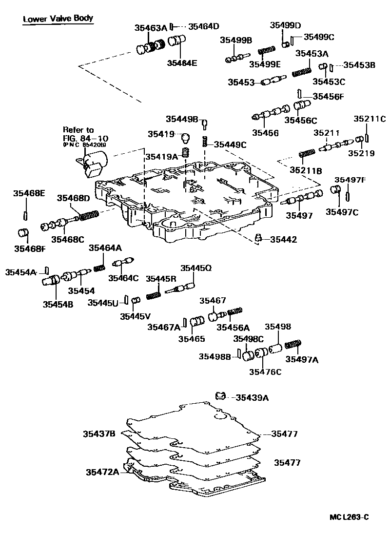 Toyota COROLLA 阀体和滤油网(ATM) EPC diagram — MCL263C