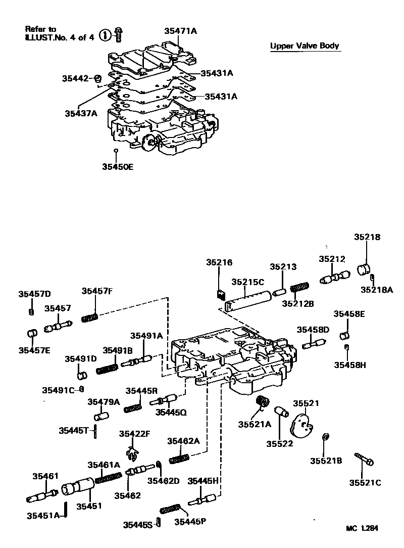 Toyota COROLLA 阀体和滤油网(ATM) EPC diagram — MCL284