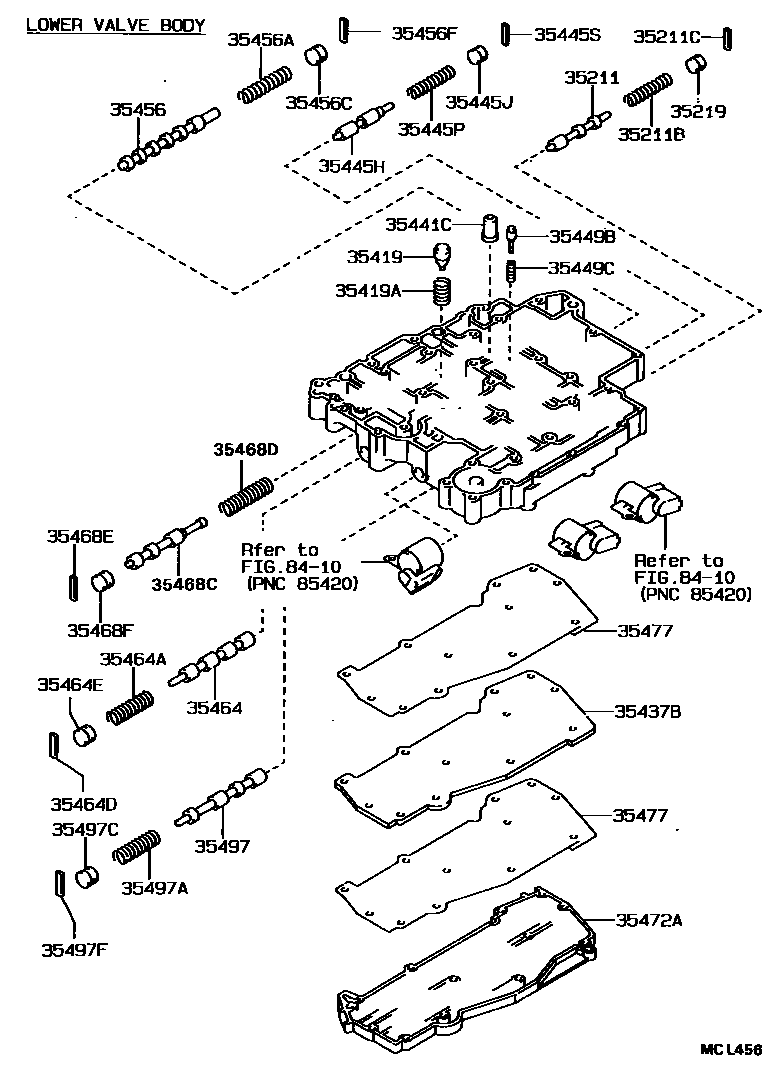 Toyota COROLLA 阀体和滤油网(ATM) EPC diagram — MCL456
