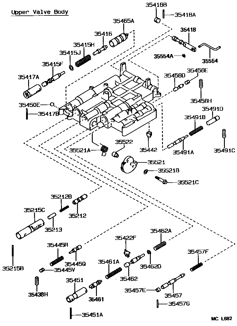 Toyota COROLLA 阀体和滤油网(ATM) EPC diagram — MCL682