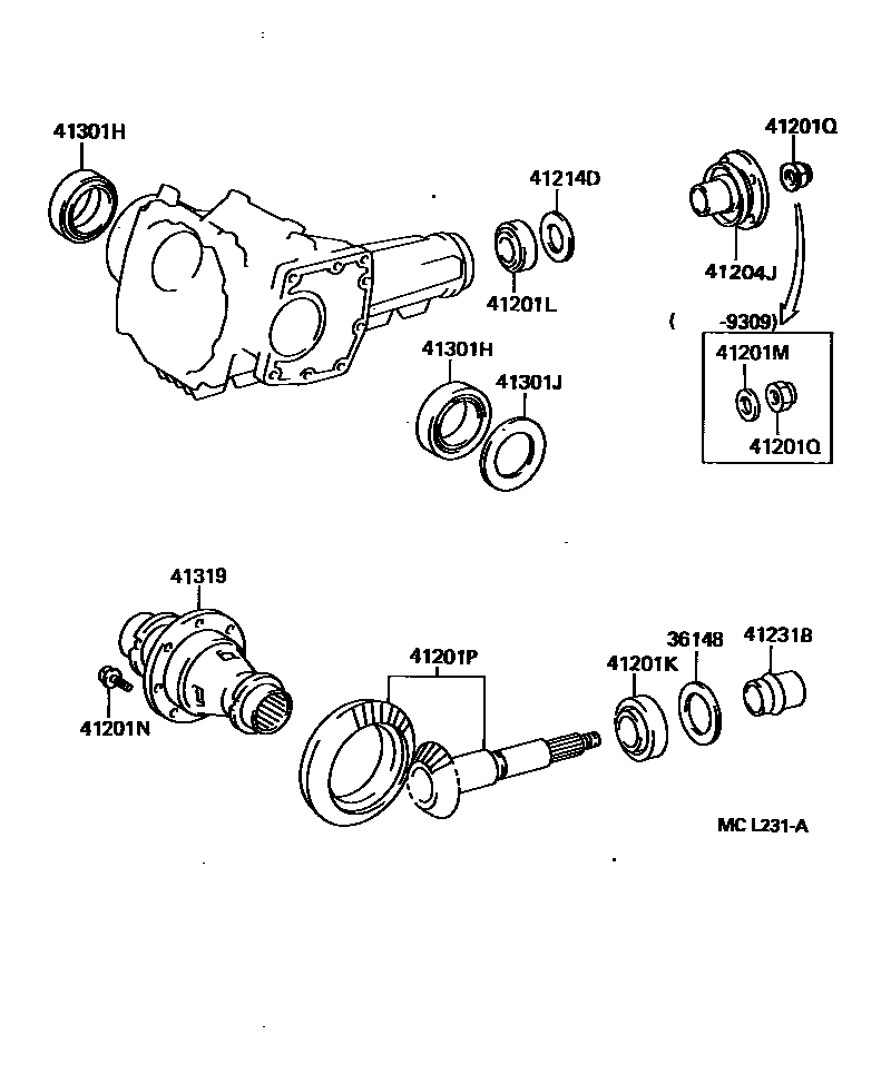 Toyota COROLLA Transfer Gear EPC diagram — MCL231A