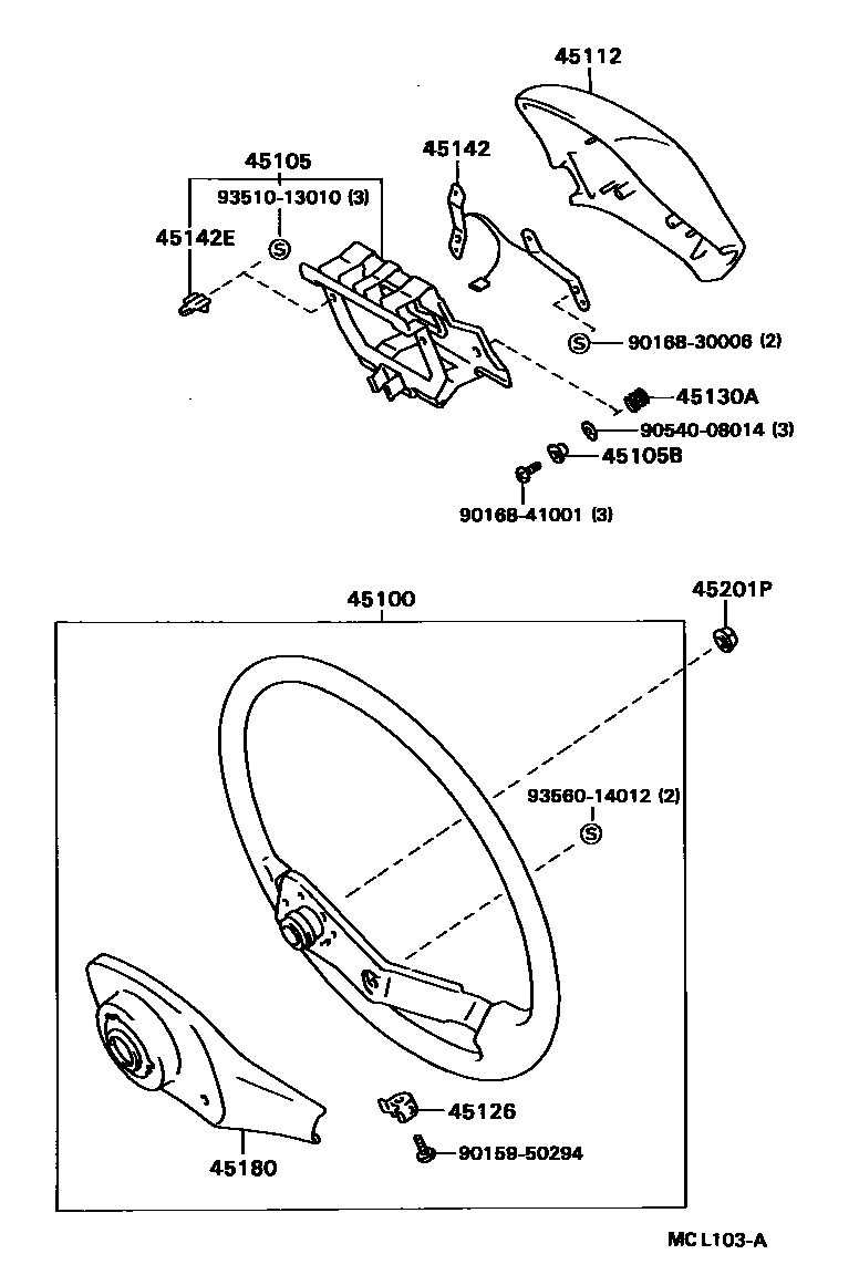 Toyota COROLLA Steering Wheel EPC diagram — MCL103A