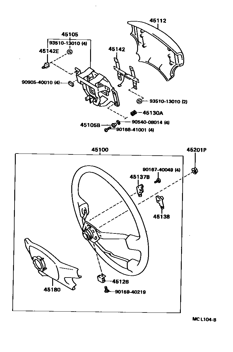 Toyota COROLLA Steering Wheel EPC diagram — MCL104B