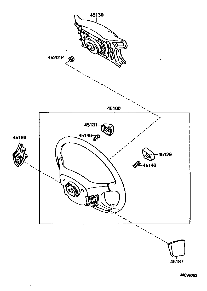 Toyota COROLLA Steering Wheel EPC diagram — MCN653