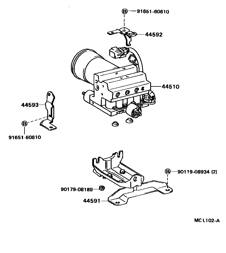 Toyota COROLLA 制动配管和卡箍 EPC diagram — MCL102A