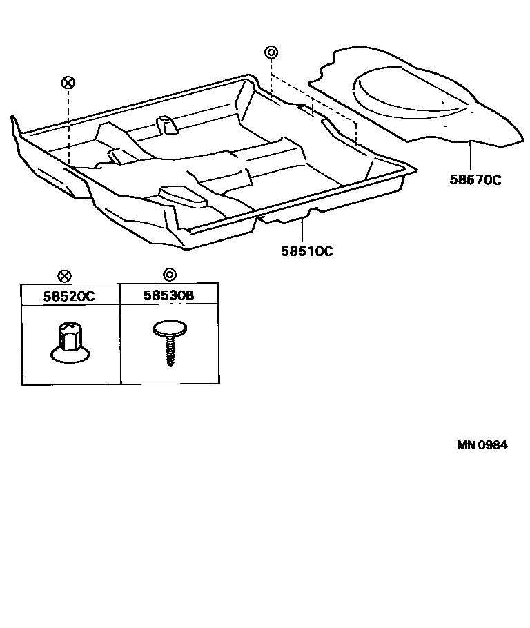 Toyota COROLLA 地板垫和地毯 EPC diagram — MN0984