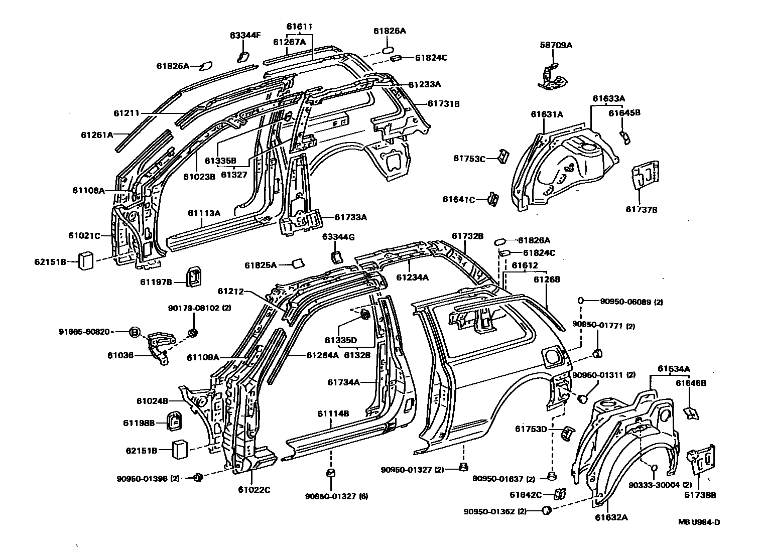 Toyota COROLLA 侧梁 EPC diagram — MBU984D