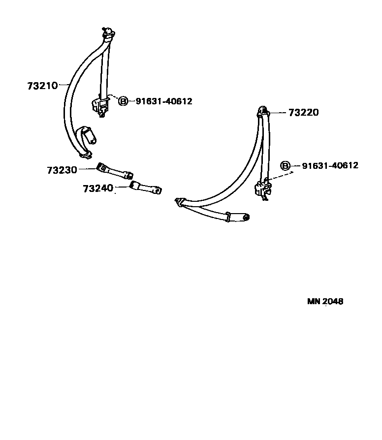 Toyota COROLLA 安全带和儿童保护座椅 EPC diagram — MN2048