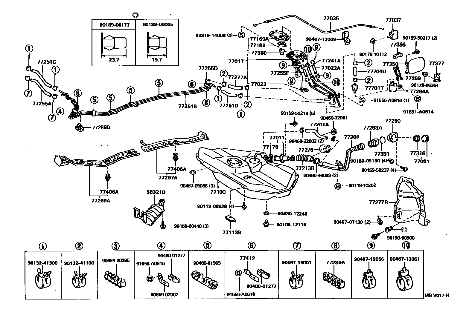 Toyota COROLLA 燃油箱和燃油管 EPC diagram — MBV017H