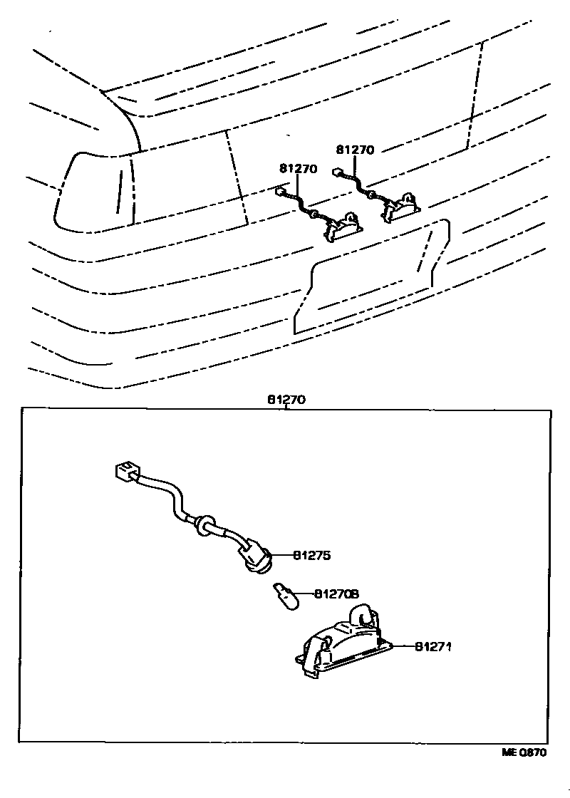 Toyota COROLLA 后牌照灯 EPC diagram — MEQ870