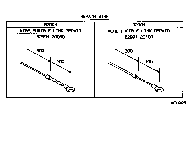 Toyota COROLLA 线束和卡夹 EPC diagram — MEU925