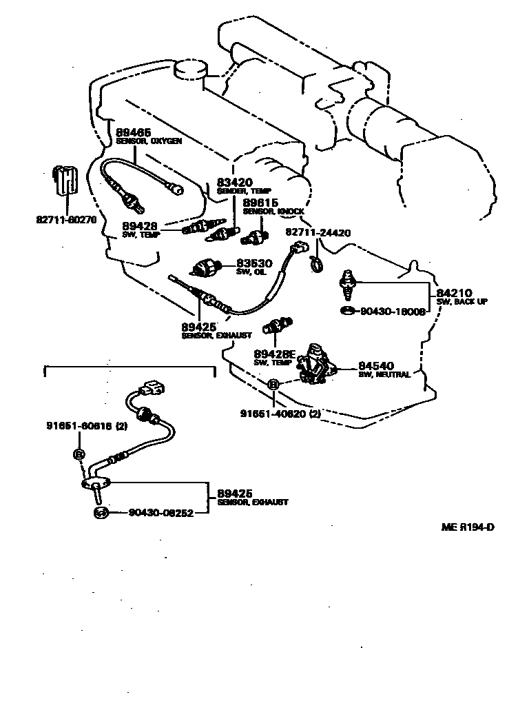 Toyota COROLLA 开关和继电器和ECU EPC diagram — MER194D