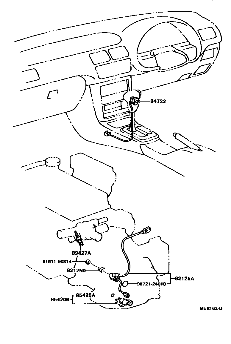 Toyota COROLLA 超速档和电子控制变速器 EPC diagram — MER162D
