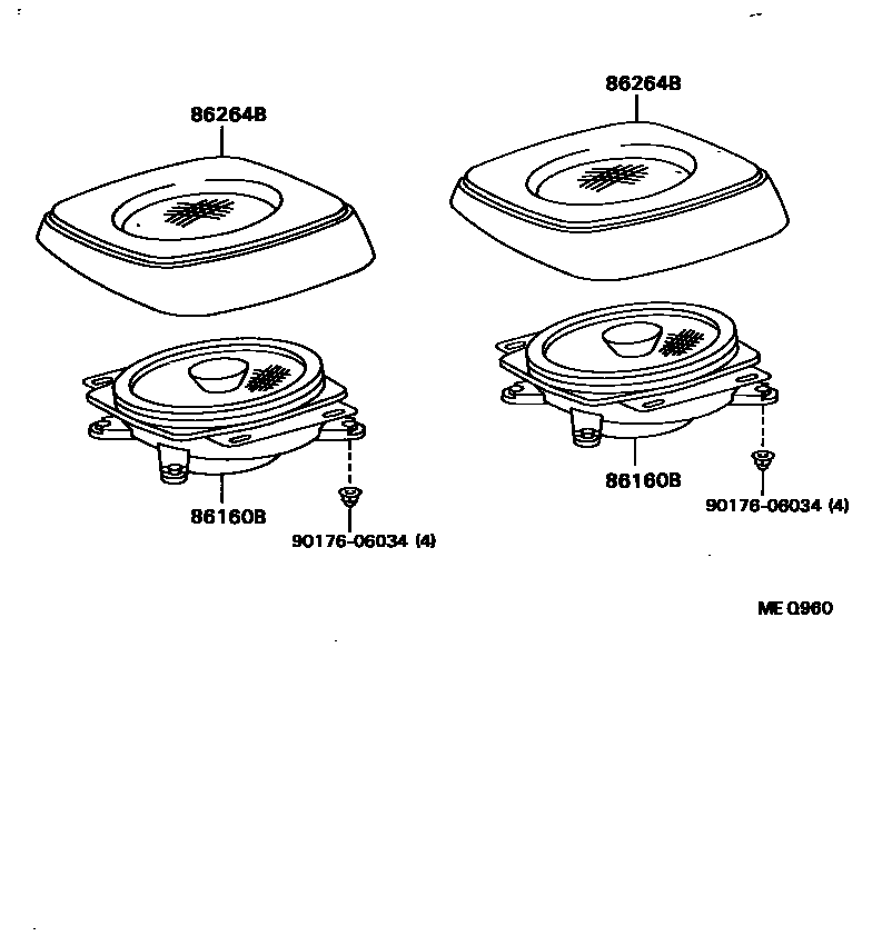 Toyota COROLLA 扬声器 EPC diagram — MEQ960