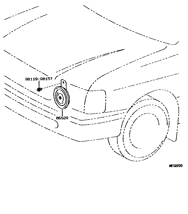 Toyota COROLLA 喇叭 EPC diagram — MEQ890