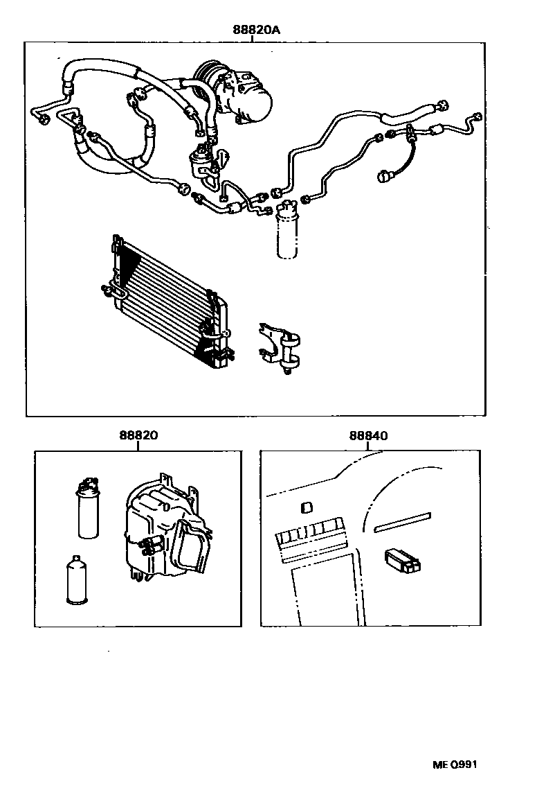 Toyota COROLLA 暖风和空调系统 - 组件 EPC diagram — MEQ991