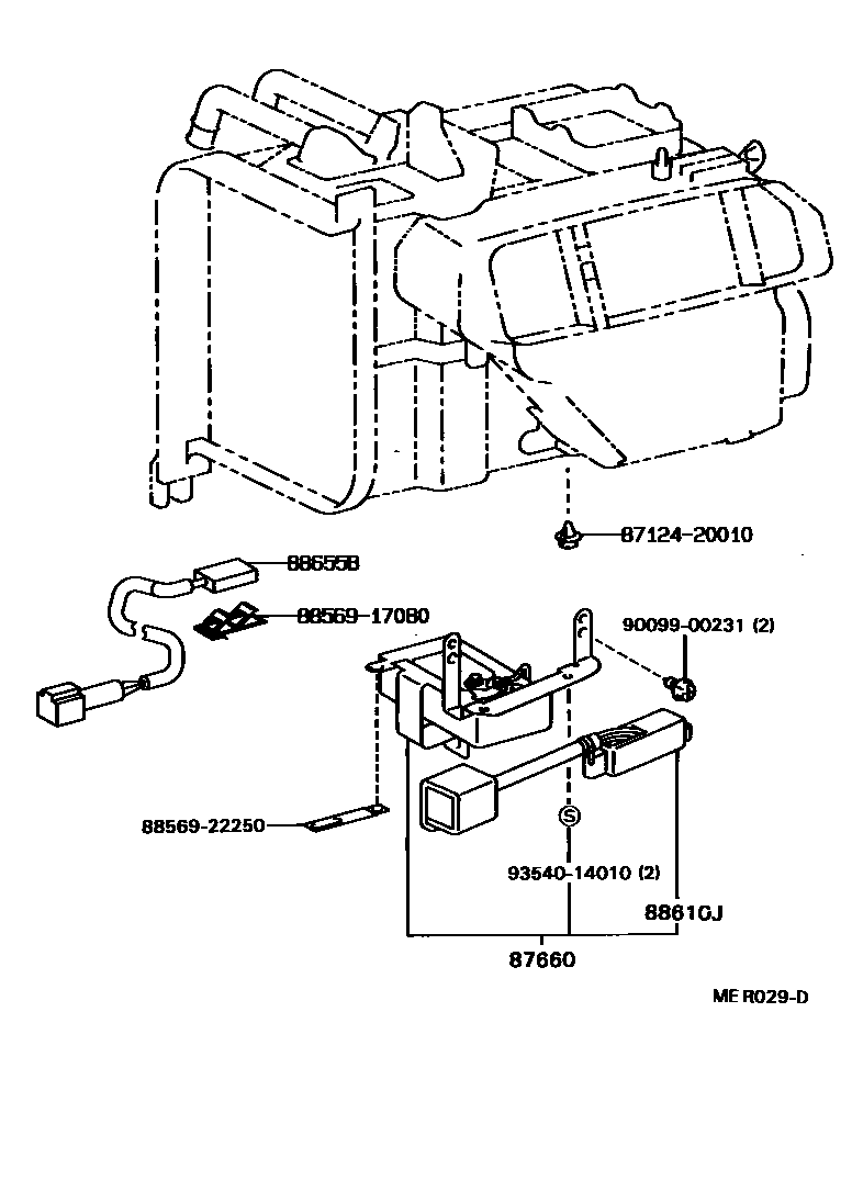 Toyota COROLLA 暖风和空调系统 - 加热装置和鼓风机 EPC diagram — MER029D